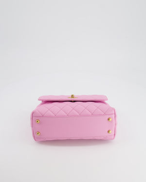 *HOT COLOUR* Chanel 23P Barbie Pink Mini Coco Flap Top Handle Bag in Caviar Quilted Leather with Gold Hardware