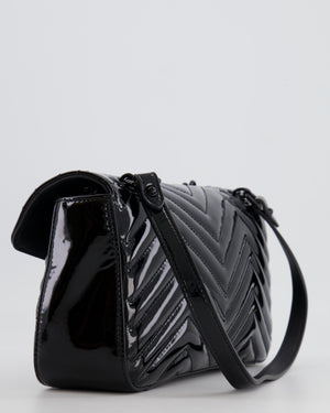 Gucci So Black GG Marmont Patent Leather Medium Shoulder Bag with Black Hardware RRP £2,070