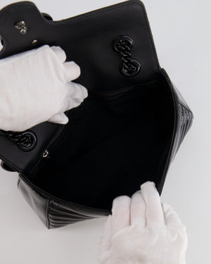 Gucci So Black GG Marmont Patent Leather Medium Shoulder Bag with Black Hardware RRP £2,070