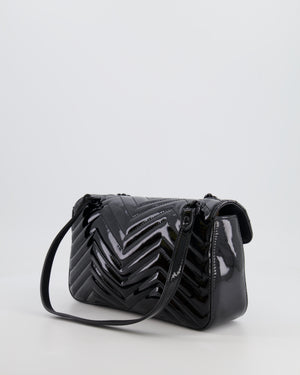 Gucci So Black GG Marmont Patent Leather Medium Shoulder Bag with Black Hardware RRP £2,070