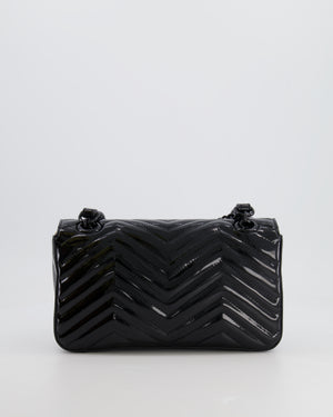 Gucci So Black GG Marmont Patent Leather Medium Shoulder Bag with Black Hardware RRP £2,070