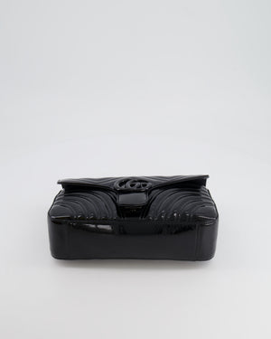 Gucci So Black GG Marmont Patent Leather Medium Shoulder Bag with Black Hardware RRP £2,070