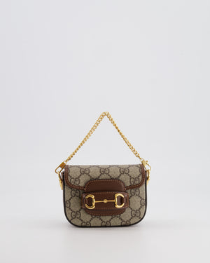 Gucci Beige and Brown GG Nano Horsebit Shoulder Bag with Gold Hardware RRP £1,240