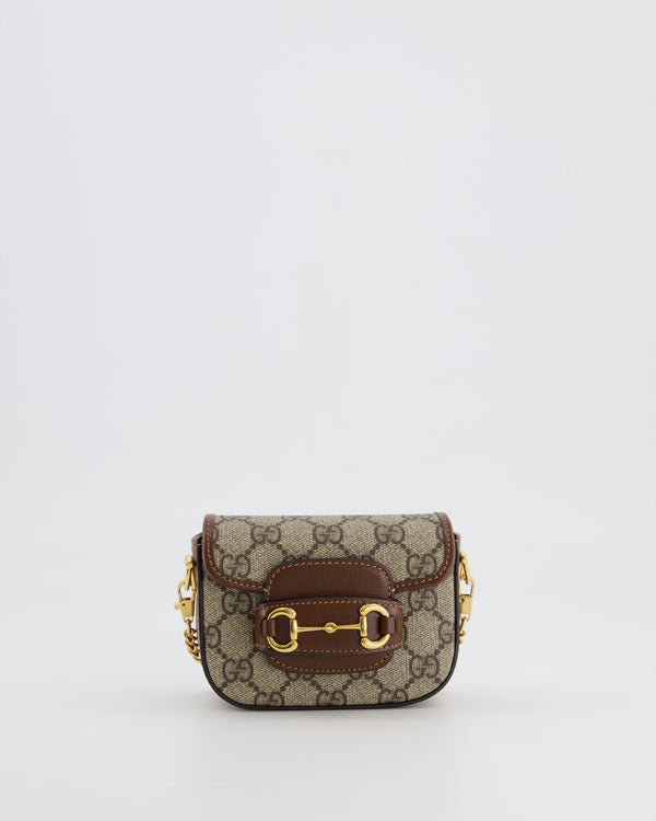 Gucci Beige and Brown GG Nano Horsebit Shoulder Bag with Gold Hardware RRP £1,240