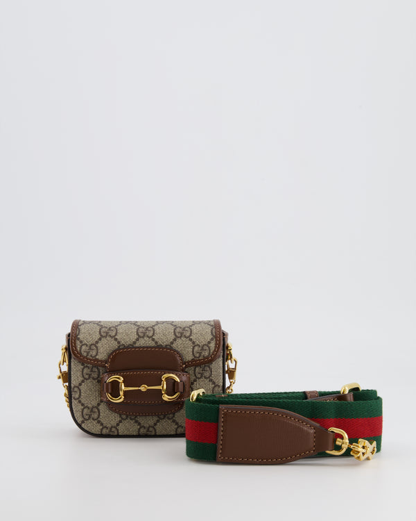 Gucci Beige and Brown GG Nano Horsebit Shoulder Bag with Gold Hardware RRP £1,240