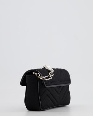 Gucci Black Canvas Mini GG Marmont Bag with Silver and Crystal Hardware