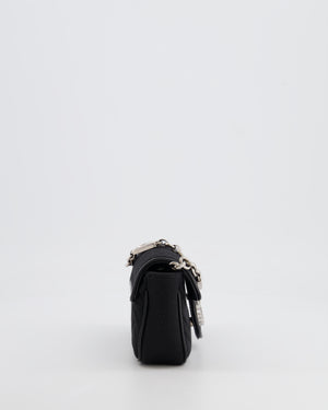 Gucci Black Canvas Mini GG Marmont Bag with Silver and Crystal Hardware