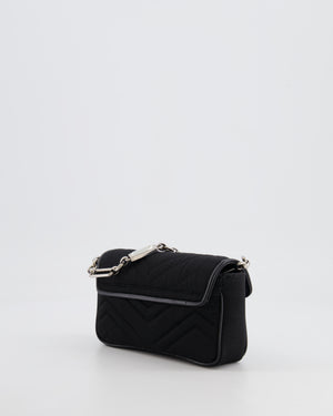 Gucci Black Canvas Mini GG Marmont Bag with Silver and Crystal Hardware