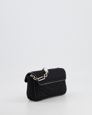 Gucci Black Canvas Mini GG Marmont Bag with Silver and Crystal Hardware