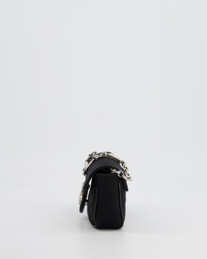 Gucci Black Canvas Mini GG Marmont Bag with Silver and Crystal Hardware