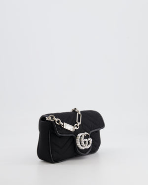 Gucci Black Canvas Mini GG Marmont Bag with Silver and Crystal Hardware
