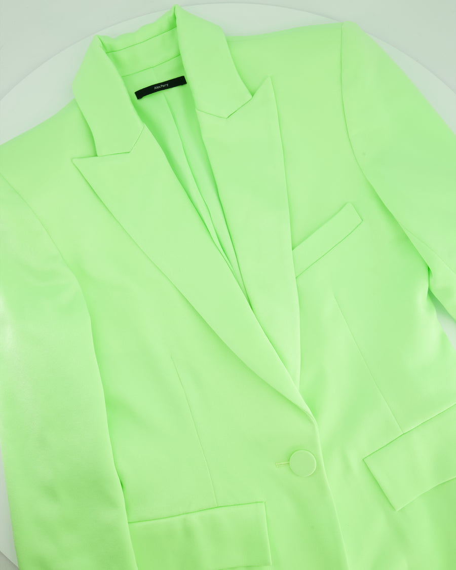 Alex Perry Neon Green Blazer and Tailored Wide Leg Trousers Set Size UK 8