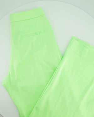 Alex Perry Neon Green Blazer and Tailored Wide Leg Trousers Set Size UK 8