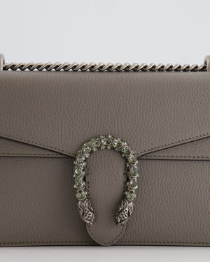 Gucci Grey Leather Medium Dionysus Shoulder Bag with Silver and Crystal Hardware RRP £2,630