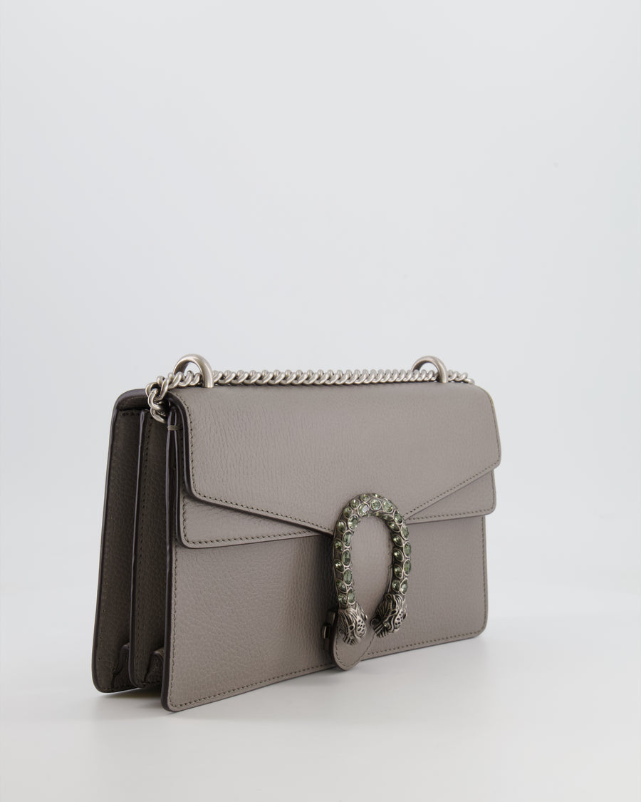 Gucci Grey Leather Medium Dionysus Shoulder Bag with Silver and Crystal Hardware RRP £2,630