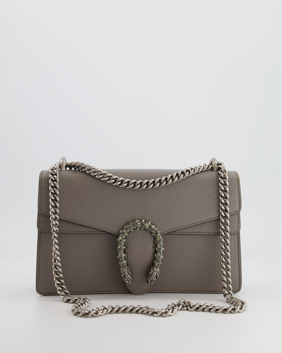 Gucci Grey Leather Medium Dionysus Shoulder Bag with Silver and Crystal Hardware RRP £2,630