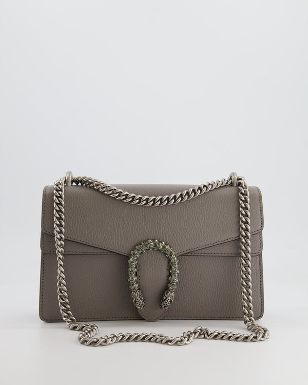 Gucci Grey Leather Medium Dionysus Shoulder Bag with Silver and Crystal Hardware RRP £2,630