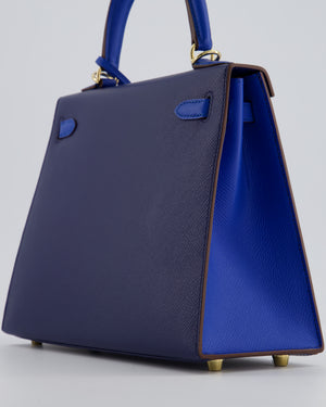 Hermès HSS Kelly 25 Sellier Bag in Bleu Saphir and Bleu France Epsom Leather with Permabrass Hardware