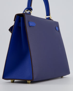 Hermès HSS Kelly 25 Sellier Bag in Bleu Saphir and Bleu France Epsom Leather with Permabrass Hardware