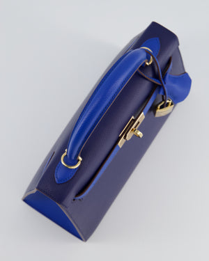 Hermès HSS Kelly 25 Sellier Bag in Bleu Saphir and Bleu France Epsom Leather with Permabrass Hardware
