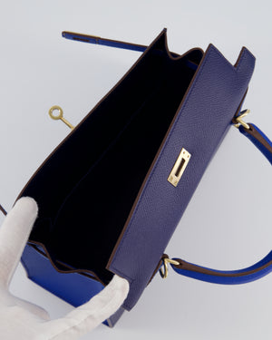 Hermès HSS Kelly 25 Sellier Bag in Bleu Saphir and Bleu France Epsom Leather with Permabrass Hardware