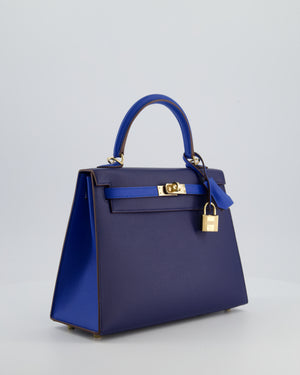 Hermès HSS Kelly 25 Sellier Bag in Bleu Saphir and Bleu France Epsom Leather with Permabrass Hardware