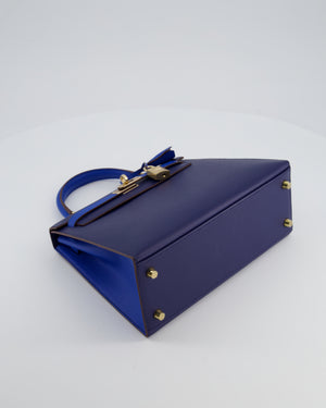 Hermès HSS Kelly 25 Sellier Bag in Bleu Saphir and Bleu France Epsom Leather with Permabrass Hardware