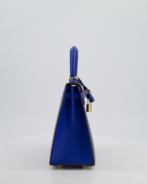 Hermès HSS Kelly 25 Sellier Bag in Bleu Saphir and Bleu France Epsom Leather with Permabrass Hardware