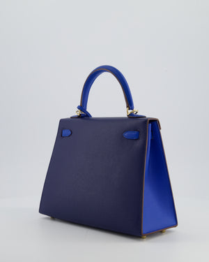 Hermès HSS Kelly 25 Sellier Bag in Bleu Saphir and Bleu France Epsom Leather with Permabrass Hardware