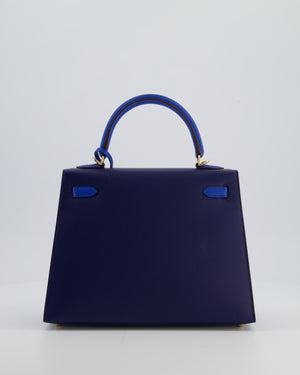 Hermès HSS Kelly 25 Sellier Bag in Bleu Saphir and Bleu France Epsom Leather with Permabrass Hardware