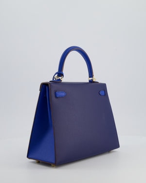 Hermès HSS Kelly 25 Sellier Bag in Bleu Saphir and Bleu France Epsom Leather with Permabrass Hardware