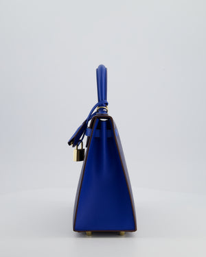 Hermès HSS Kelly 25 Sellier Bag in Bleu Saphir and Bleu France Epsom Leather with Permabrass Hardware