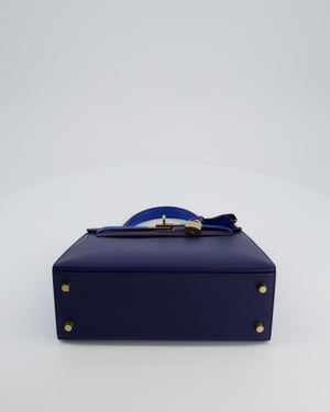 Hermès HSS Kelly 25 Sellier Bag in Bleu Saphir and Bleu France Epsom Leather with Permabrass Hardware