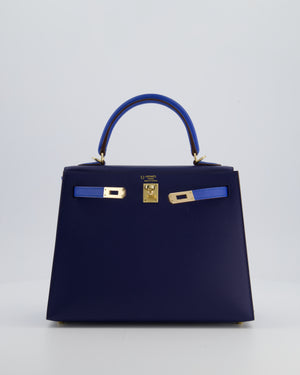 Hermès HSS Kelly 25 Sellier Bag in Bleu Saphir and Bleu France Epsom Leather with Permabrass Hardware