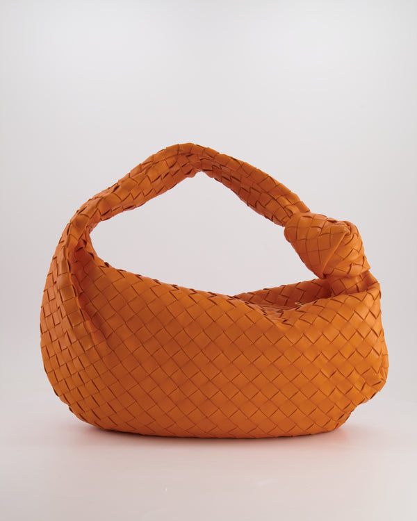 Bottega Veneta Orange Intrecciato Leather Jodie Shoulder Bag with Gold Hardware RRP £3,370
