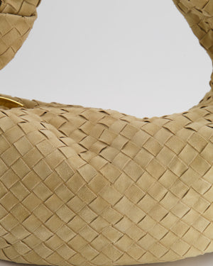 *HOT* Bottega Veneta Sand Beige Suede Intrecciato Leather Jodie Shoulder Bag with Gold Hardware RRP £3,370