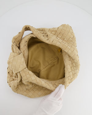 *HOT* Bottega Veneta Sand Beige Suede Intrecciato Leather Jodie Shoulder Bag with Gold Hardware RRP £3,370