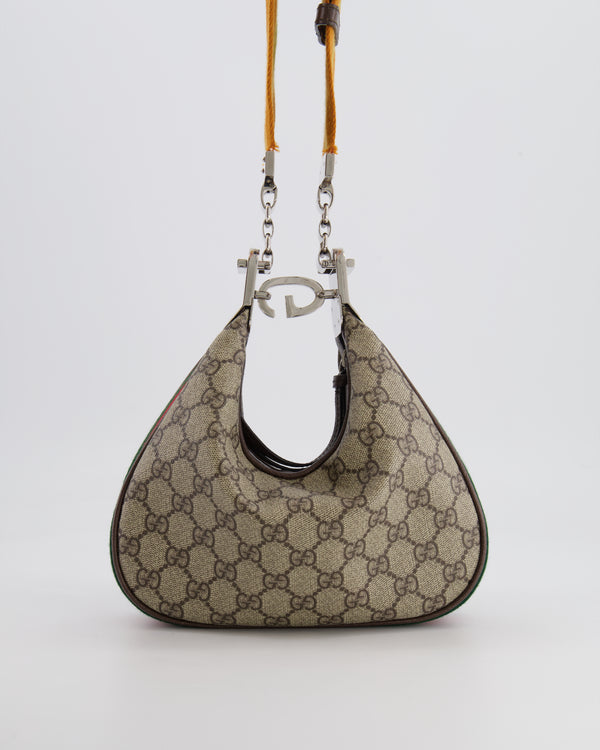 Gucci Beige GG Attache Mini Bag with Silver Hardware and Orange Canvas Strap RRP £2,200