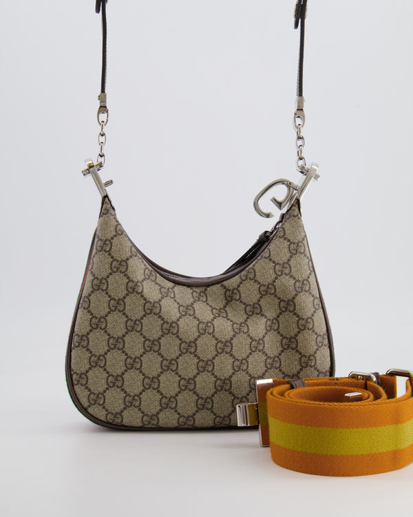 Gucci Beige GG Attache Mini Bag with Silver Hardware and Orange Canvas Strap RRP £2,200