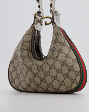 Gucci Beige GG Attache Mini Bag with Silver Hardware and Orange Canvas Strap RRP £2,200