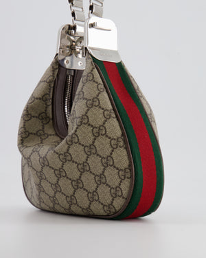 Gucci Beige GG Attache Mini Bag with Silver Hardware and Orange Canvas Strap RRP £2,200