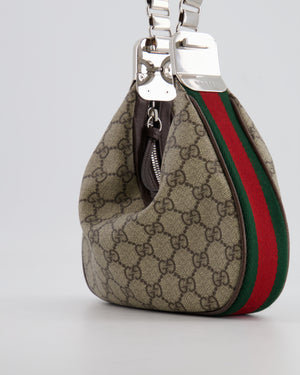 Gucci Beige GG Attache Mini Bag with Silver Hardware and Orange Canvas Strap RRP £2,200