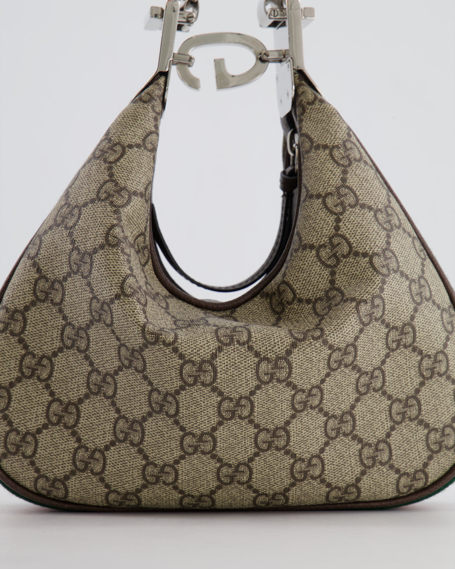 Gucci Beige GG Attache Mini Bag with Silver Hardware and Orange Canvas Strap RRP £2,200