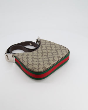 Gucci Beige GG Attache Mini Bag with Silver Hardware and Orange Canvas Strap RRP £2,200