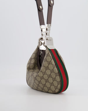 Gucci Beige GG Attache Mini Bag with Silver Hardware and Orange Canvas Strap RRP £2,200