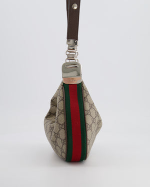 Gucci Beige GG Attache Mini Bag with Silver Hardware and Orange Canvas Strap RRP £2,200