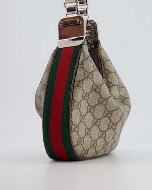 Gucci Beige GG Attache Mini Bag with Silver Hardware and Orange Canvas Strap RRP £2,200