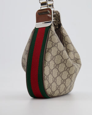 Gucci Beige GG Attache Mini Bag with Silver Hardware and Orange Canvas Strap RRP £2,200