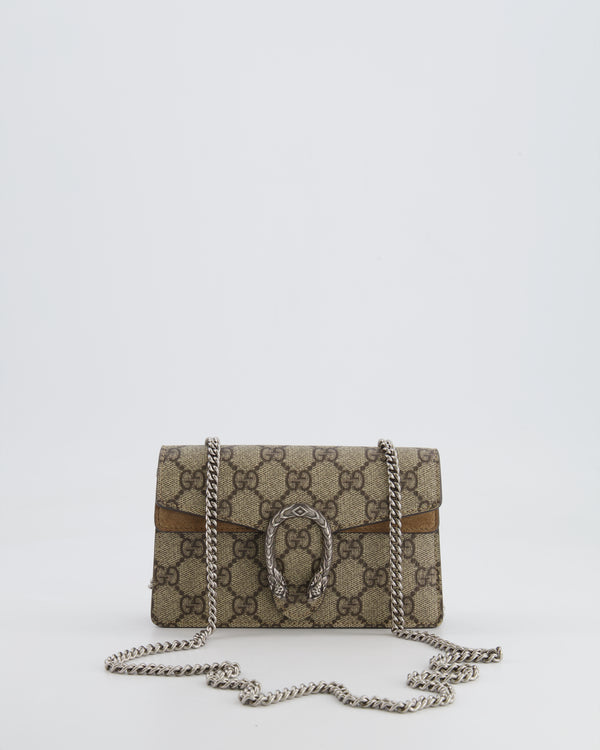 Gucci Beige GG Supreme Canvas Mini Dionysus Bag with Silver Hardware RRP £835