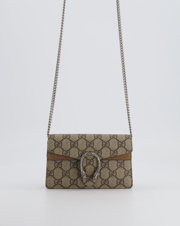 Gucci Beige GG Supreme Canvas Mini Dionysus Bag with Silver Hardware RRP £835